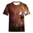 thumbnail image 5 of Penkiiy Galaxy Printed Shirt ,Women's 2024 Spring And Summer Casual Fashion Sky Print Short-Sleeved Round Neck T-Shirt Tops/Shirts M Brown, 5 of 6
