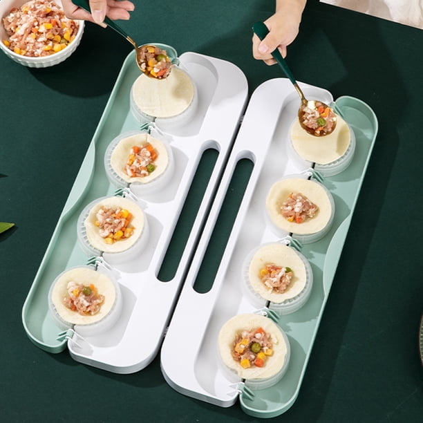 Prensa para hacer dumplings | Molde para 8 dumplings, raviolis y empanadillas chinas | Herramienta de cocina para dumplings, tartas y empanadas caseras | Azul, amarillo, rosa, verde | Apto para