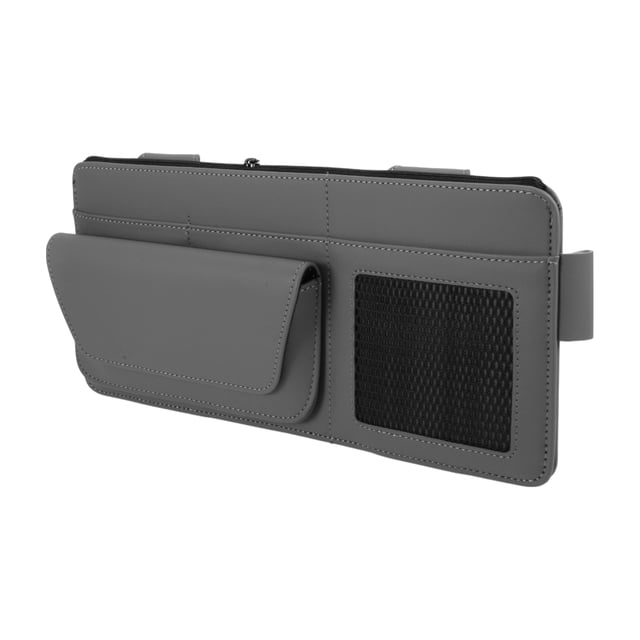 Estuche para Gafas de Sol para Coche Unique Bargains con Parasoles Magnéticos Universal Cuero Nappa Gris 34x16cm 1 Pcs