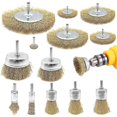 thumbnail image 1 of Compatible With13 Pieces Brass Coated Wire Brushes With Round Shaft 6 Mm, 1 of 4