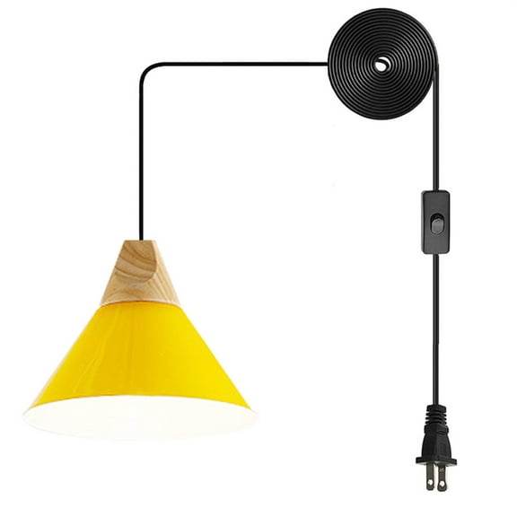 JLOWCO Led Hanging Lights with Plug in Cord,modern Pendant Lights Kitchen Island Lighting Yellow Light Fixture Dining Room (LED Bulb Include)