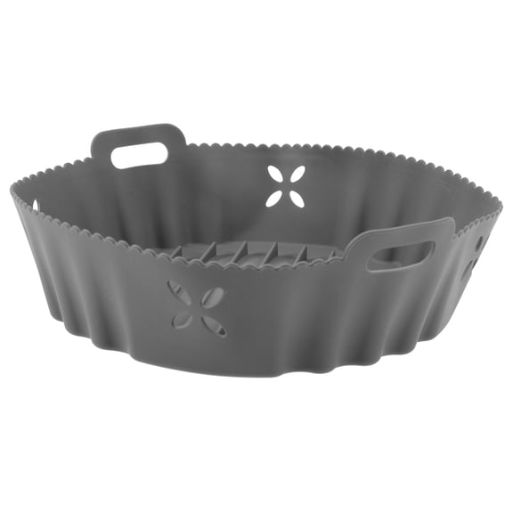DRAFIDEEP Grey Silicone Air Fryer Baking Mat with Handle, Reusable Non-Stick Pot Liner for Oven and Stove Use