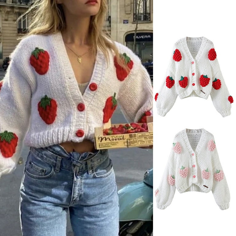Women Puff Long Sleeve Sweater Cardigan Harajuku Crochet Women Puff Long Sleeve Sweater Cardigan Harajuku Crochet