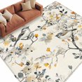 thumbnail image 2 of 5'x8' Area Rugs, Yellow Grey Botanical Indoor Outdoor Area Rug for Living Room Bedroom, Spring Floral Birds Vintage Washable Bathroom Rugs Kitchen Floor Carpet Mats Home Decor Aesthetic, 2 of 8