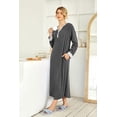 thumbnail image 4 of Oudiya Womens Long Nightgown Striped Nightshirt V-Neck Botton Down Loungewear Casual Sleepwear with Pockets, S-4XL, 4 of 6