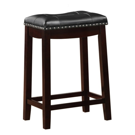 Angel Line Cambridge 24" Padded Saddle Stool, Espresso w/ Black Cushion