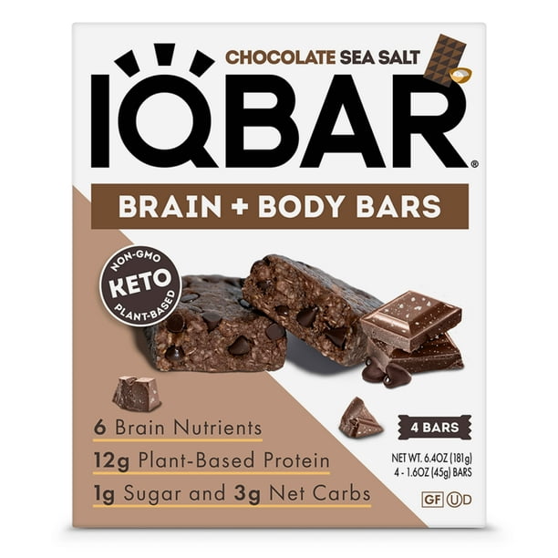 IQBAR Brain and Body Keto Protein Bars Chocolate Sea Salt Keto Bars
