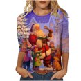 thumbnail image 1 of Camisas Navideñas Para Mujer Tops de Cuello Redondo Blusa Informal Suelta Con Manga 3/4 Y Estampado Navideño Odeerbi  ODB197871, 1 of 5
