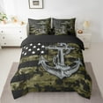 thumbnail image 2 of Manfei Vintage Anchor Bedding Twin Size, American Flag Bed Set, Army Camouflage Reversible Bedding Sets Twin Size, Microfiber Bedroom Decoration, 7pcs, 2 of 7