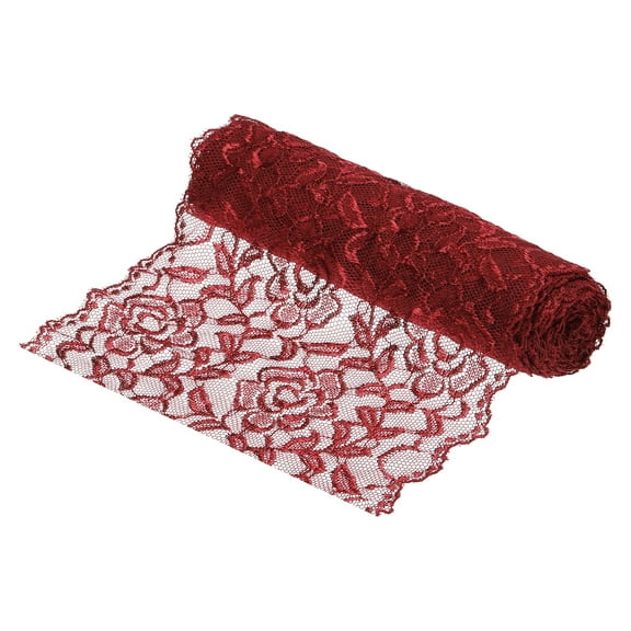Uxcell 7 Inch Wide 5 Yard Lace Ribbon Floral Pattern Burgundy Red Lace Trim Ribbon for Sewing Making, and DIY Crafts