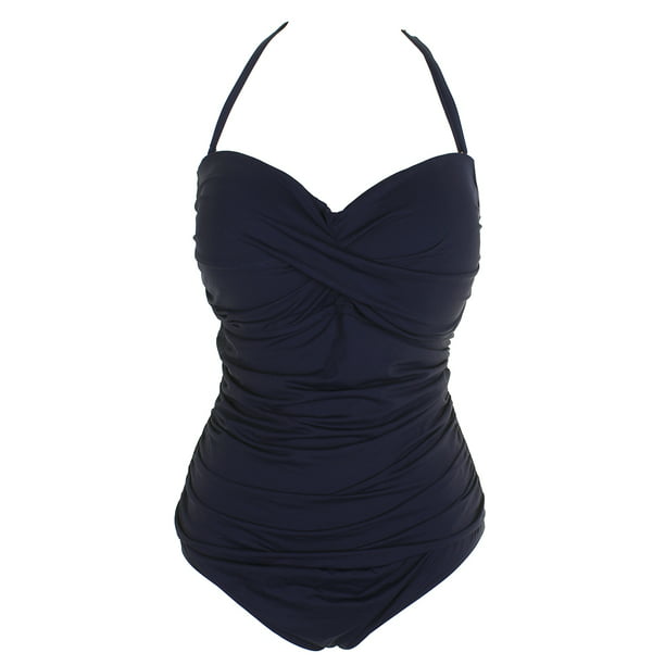 Anne Cole - Anne Cole Navy Strapless Twist Front One-Piece Swimsuit 16 ...