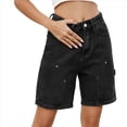 thumbnail image 1 of Pantalones Cortos Cargo Holgados Vintage Hasta la Rodilla con Bolsillos para Mujer, Cintura Alta, Estilo Urbano Y2K. Gris Negro S, 1 of 9