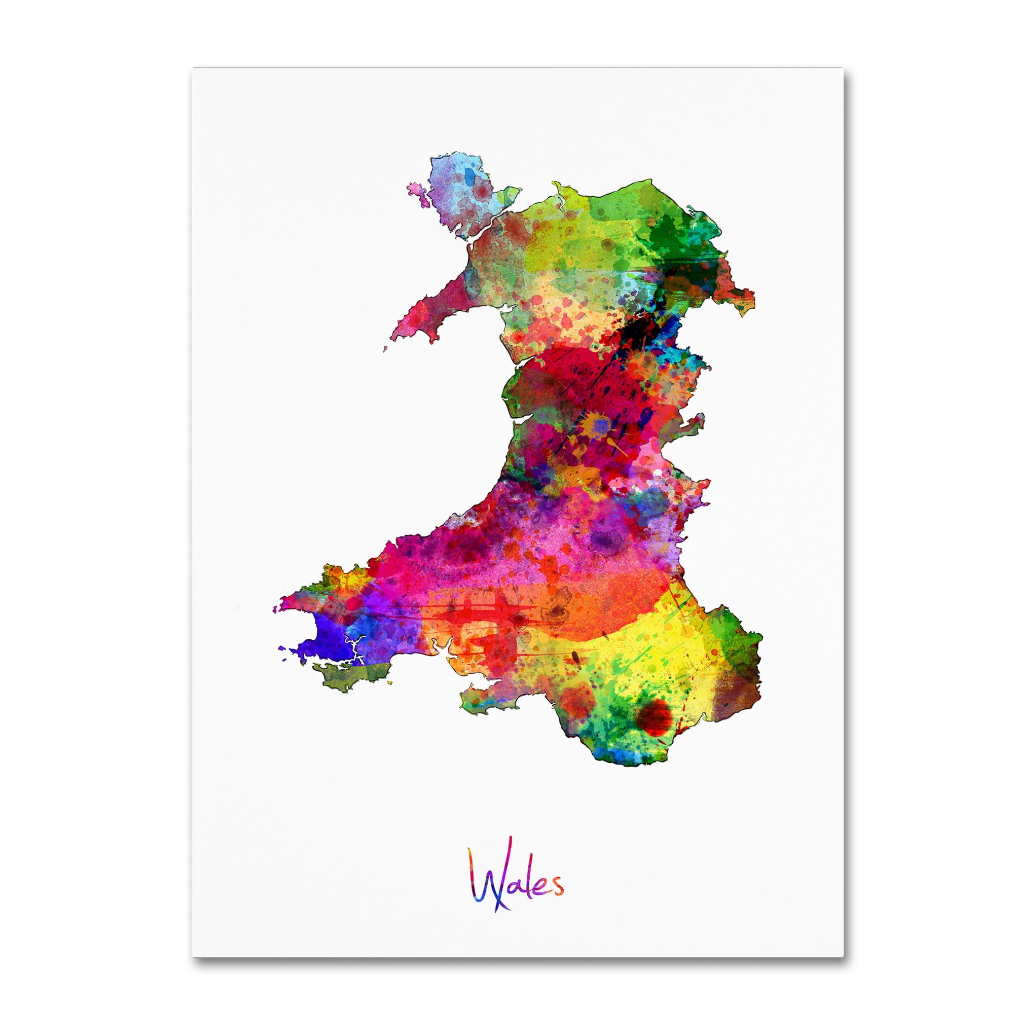 Trademark Fine Art "Wales Watercolor Map" Canvas Art by Michael Tompsett