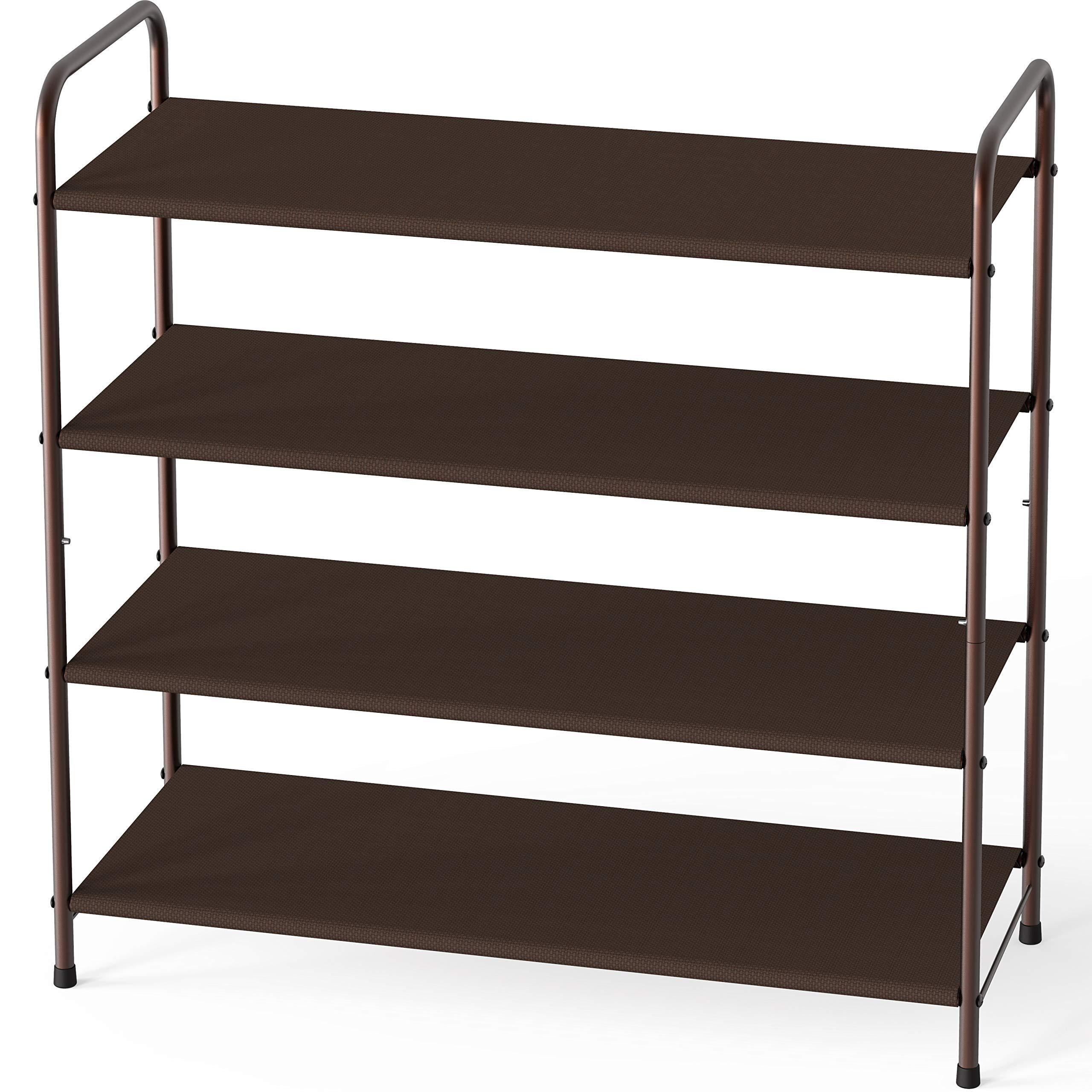 SONGMICS 5-Tier Metal Shoe Rack Adjustable to Flat or Slant Shoe Organizer Holder Stand Shelves Stackable for Entryway Bedroom Bronze ULMR05A 