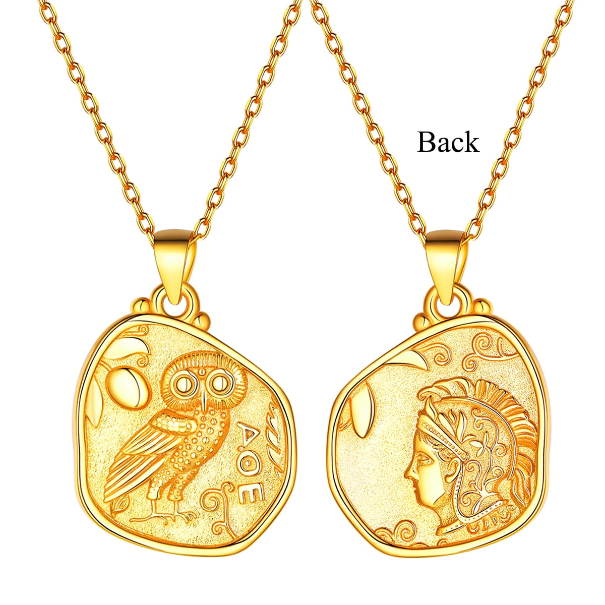 Ancient Athena's Owl Coin Charm -Gold Plated Bronze 24x19mm - 1pc – Plazko