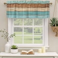 thumbnail image 3 of Farmhouse Aqua Brown Valances for Windows, Decorative Rod Pocket Window Valance Curtains, Vintage Wooden Striped Short Curtain Drapes for Kitchen/Bathroom/Living Room, 2 Panels, 60" W x 18" L, 3 of 8