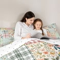 thumbnail image 4 of Erosebridal Floral Plaid Bedding Comforter Set for Girls, Green Checkered Full Bedding Set, Reversible, 7-Piece, 4 of 5