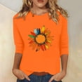 thumbnail image 2 of Wanfds Orange Ladies Tops Short Sleeve Round Neck Three-Quarter Sleeve Top S, 2 of 5