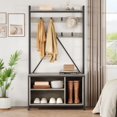 thumbnail image 3 of Hall Tree Tall Entryway Bench with Coat Rack freestanding, 5 in 1 Shoe Bench and Wall Rack Hooks and Drawers (Rustic Brown), 3 of 9