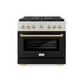 thumbnail image 2 of ZLINE Autograph Edition 36 in. 5.2 cu. ft. Paramount Gas Range with 6 Burner Cooktop and Convection Gas Oven in Stainless Steel with Black Matte Door and Polished Gold Accents (SGRZ-BLM-36-G), 2 of 2