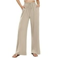 thumbnail image 2 of Casual Pants for Women 2025 Elastic High Waist Drawstring Wide Leg Floor Length Palazzo Pants with Pockets Trousers, 2 of 6