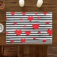 thumbnail image 2 of Valentine''s Day Placemats Set of 6, Red Heart Placemat for Dining Table Decorations, Cotton Linen Simple Black Stripe Place Mats, Valentines Table Mats for Kitchen Dinner Holiday Party Decor, 2 of 6