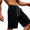 thumbnail image 5 of YSUEJPF Men's Ripped Denim Shorts Distressed Wide Leg Jean Shorts Summer Streetwear Elastic Waist Drawstring Jorts, 5 of 7