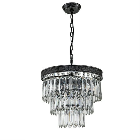 

Bliss 6-Light Antique Black Tiered Chandelier With Hand Cut Crystal
