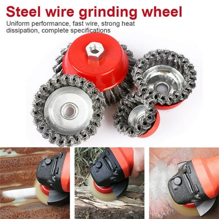 

VeliToy 1 Pcs Wire Cup Brush Knotted Threaded 4 Inch Removal Rust Corrosion Paint Anti-breakage