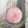 thumbnail image 6 of HIG Set of 2 Pumpkin Pleated Round Throw Pillows, Soft Velvet, Pink, 14.5" Diameter, 6 of 7