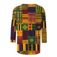 thumbnail image 5 of LYEAA Ethnic Heritage Inspired Tops Women 3/4 Sleeve Round Neck Blouse Black History Cotton Apparel Loose Fit Casual Wear Multicolor S, 5 of 5