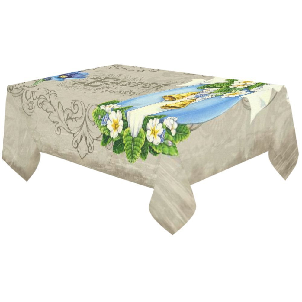 MYPOP Vintage Easter Egg Cotton Linen Tablecloth Sets 52x70 Inches