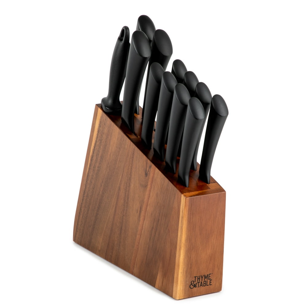 Thyme & Table Knife Set, 13Piece Kitchen Slim Block Stainless Steel