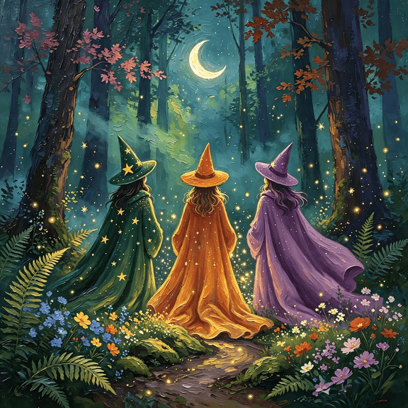 Fall Forest Witch Diamond Painting Kits for Adults,Halloween Diamond Art Witch 5D DIY Full Drill Round Drill Gem Art Paint With Diamonds Dots Paintings Crafts Wall Decor -8x12