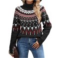 thumbnail image 2 of Women's Knitted Retro Round Neck Loose Pullover Sweater for Fall Winter Timeless Pieces,Black,S, 2 of 5