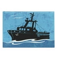 thumbnail image 1 of Nautical Blue Cutting Board, Fishing Boat on Wavy Sea with Grunge Sky, Decorative Tempered Glass Cutting and Serving Board, in 3 Sizes, by Ambesonne, 1 of 2