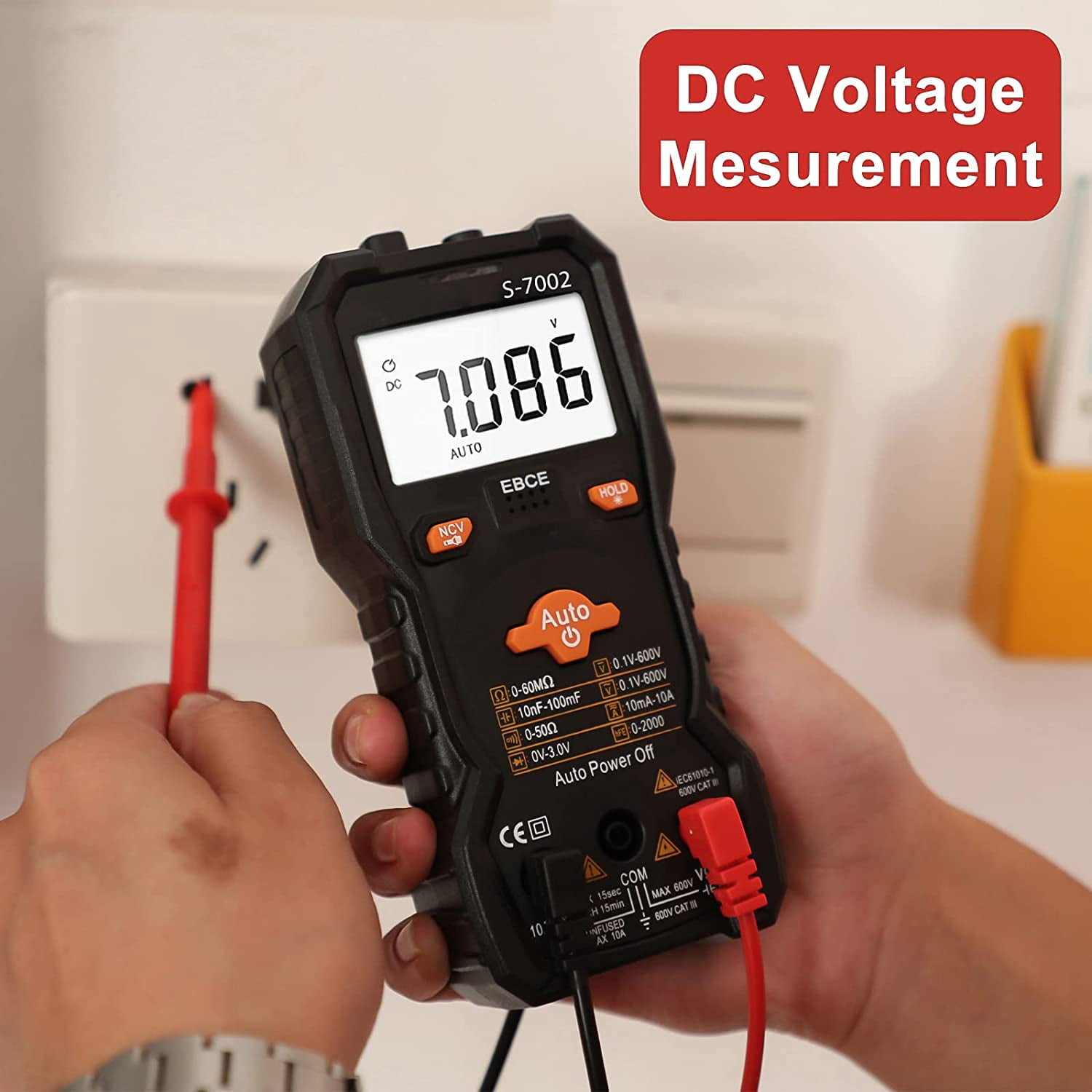 APOLLOLIFT 6000 Counts TRMS Digital Multimeter, Auto-Ranging Ohmmeter Voltage Tester with NCV Function for Measure Voltage Current Resistance Diodes Continuity, Black