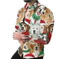 thumbnail image 2 of BLTIBY Christmas Shirt for Men Button Down Long Sleeve Lapel Shirts Cats Printed Casual Holiday Beach Shirts Top Multicolor 4 L, 2 of 8