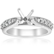 Pompeii Diamond Engagement Ring Setting 14k White Gold Vintage Semi Mounting Antique