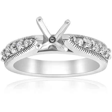 Pompeii Diamond Engagement Ring Setting 14k White Gold Vintage Semi Mounting Antique
