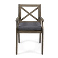 thumbnail image 6 of Tcbosik 2 Pieces Outdoor Dining Chairs with Cushions, Wooden Armchair for Deck, Yard, Porch, Patio, Grey, 6 of 11