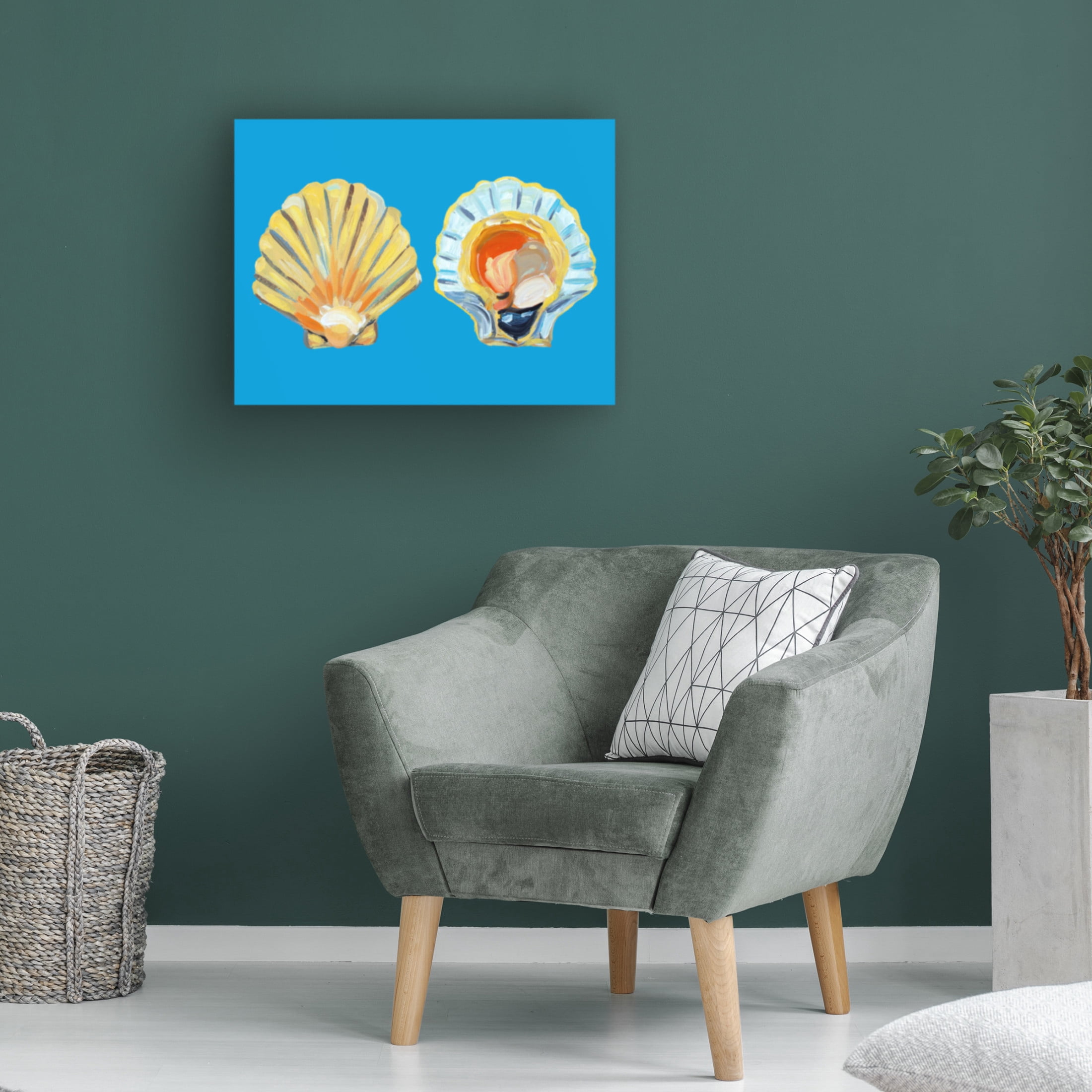 Trademark Fine Art Alice Straker Scallops On Blue Canvas Wall Art