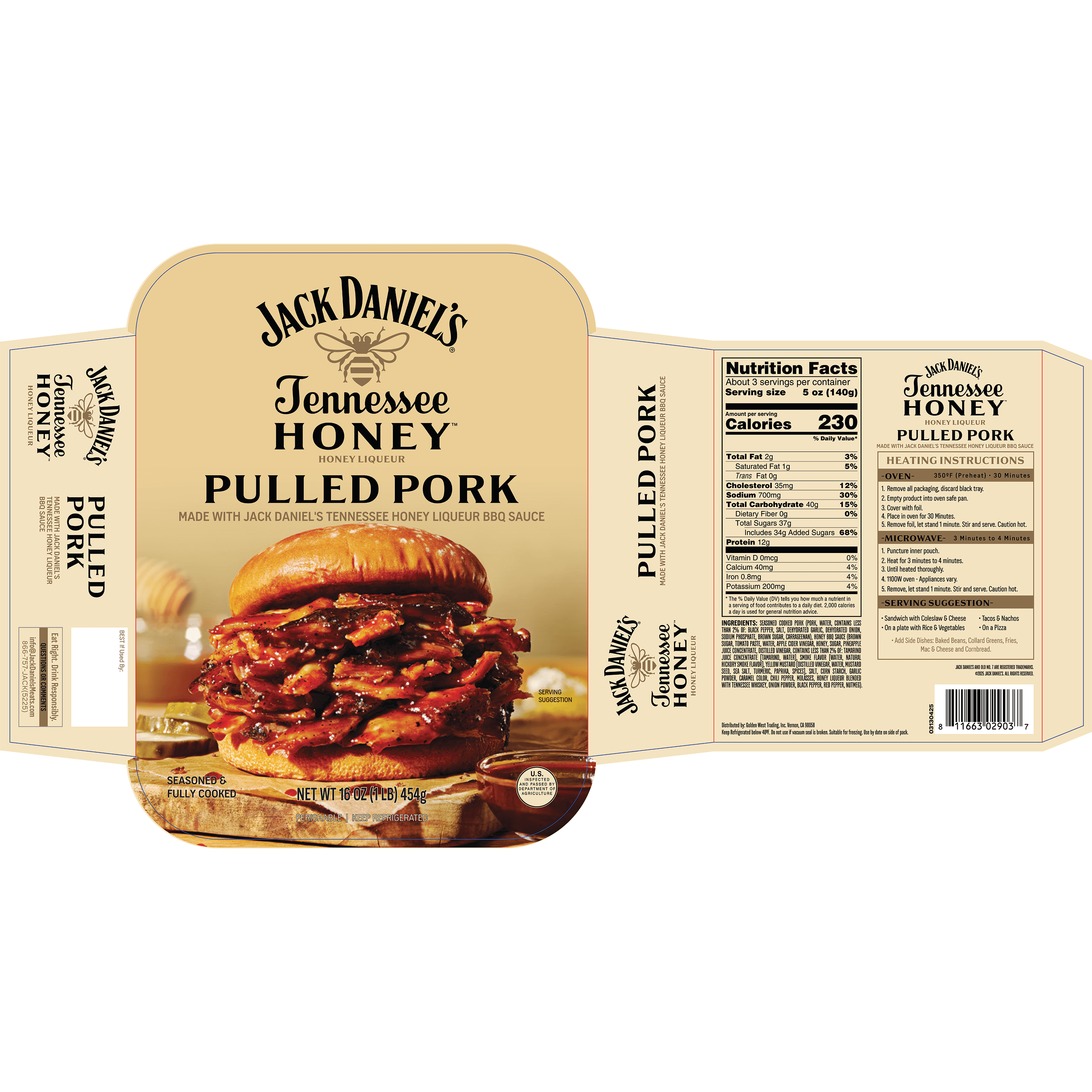 Jack Daniel' Honey Pulled Pork | Microwave meals for retail