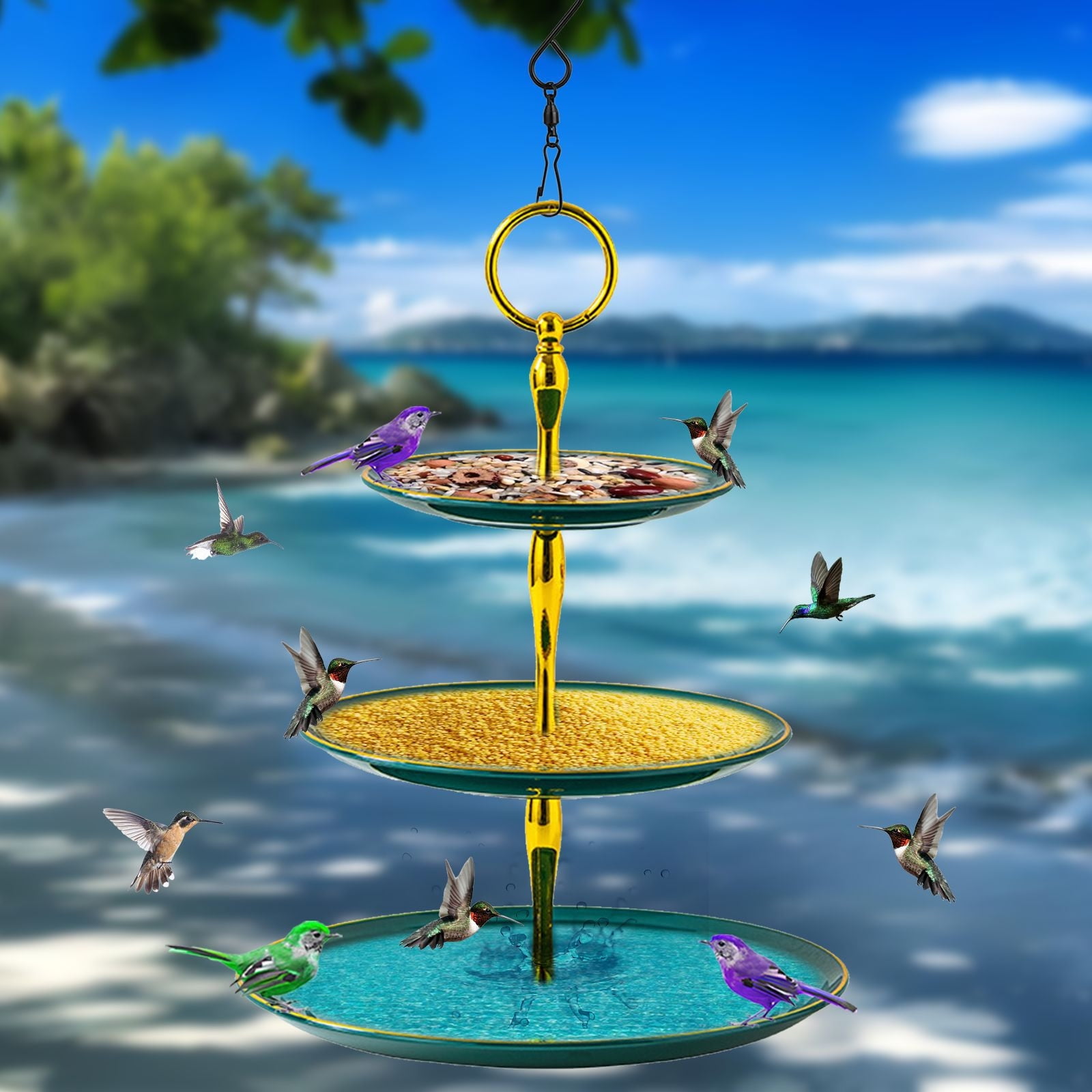 EUDIDV Suet Bird Feeder Outdoor Garden Garden Floating Hanging Bird Feeder Bird Baths Avian Feast Station