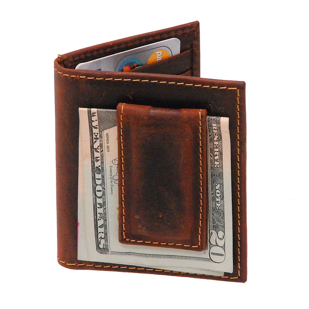 Jamin&#39; Leather - Vintage Brown Leather Magnetic Money Clip Wallet #W543701N - 0 ...