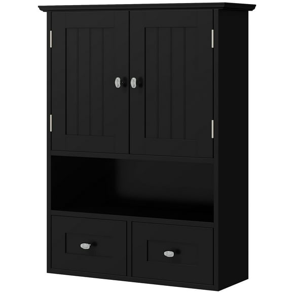 CoSoTower Medicine Cabinet, Bathroom Wall Cabinet with Shelf and Drawers for Hallway, Living Room, Black