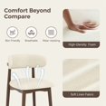 thumbnail image 5 of Hawsaiy Counter Height Bar Stools Set of 3, 30.5" Solid Wood Barstools with Curved Back, Upholstered Fabric Seat & Metal Footrest, Mid-Century Modern Kitchen Island Chairs, Beige, 5 of 11
