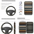 thumbnail image 3 of Jeiento Aztec Tribal Auto Accessories Set Car Seat Cover Protector Car Floor Mats Steering Wheel Cover Seatbelt Pad Armrest Cover Coasters Lipstick Holder Keychains 17 PCS Ethnic Geometric Decor, 3 of 7
