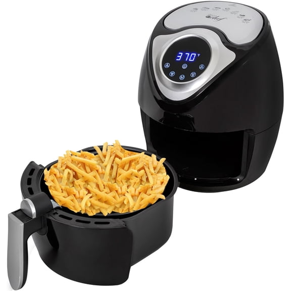 Restored Deco Chef DAIRFR 3.7QT Electric Oil-Free Digital Air Fryer for Healthy Frying (Refurbished)