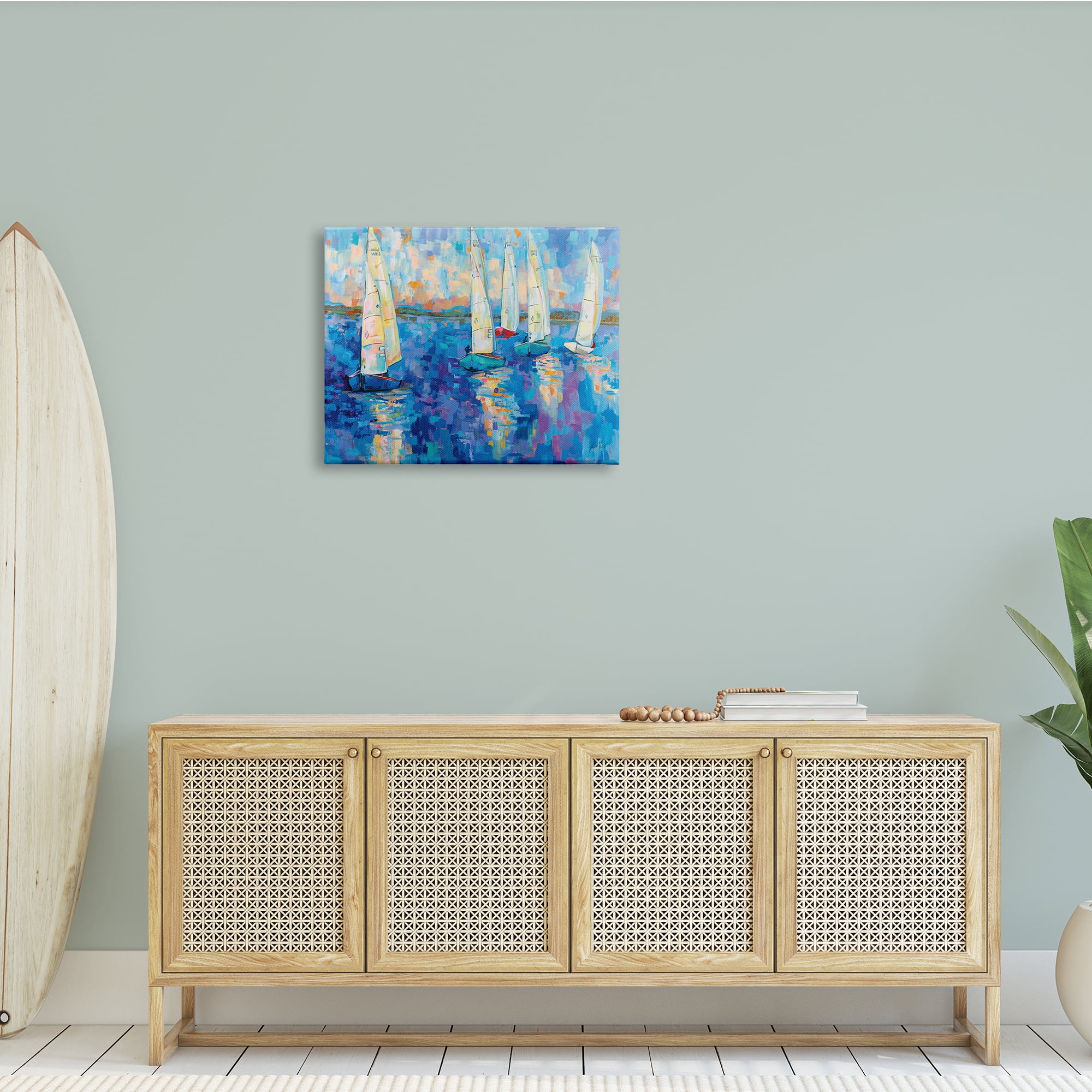 Stupell Industries Expressive Sailboat Waters Abstract Nautical Ship Painting, 30 x 24, Design by Jeanette Vertentes